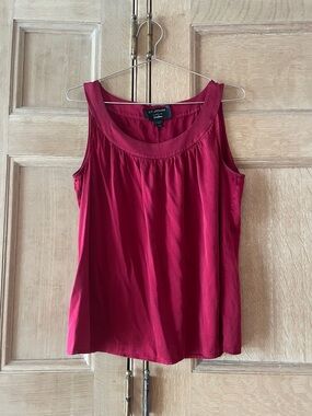 St. John Red Washed Silk Top, Size M